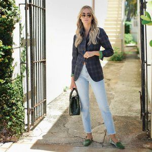 Diane Firsten Navy Olive Plaid Jacket